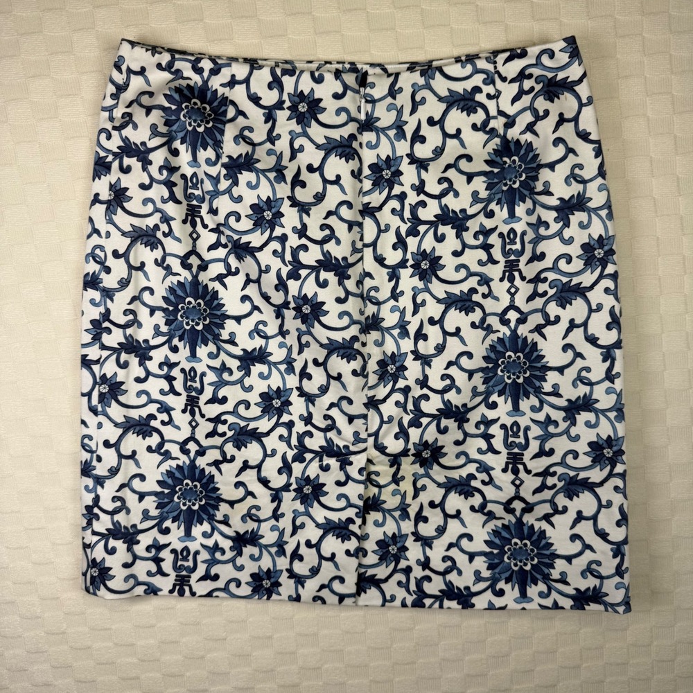 Lauren Ralph Lauren Petite Skirt Blue White Floral Print Career 4P 4